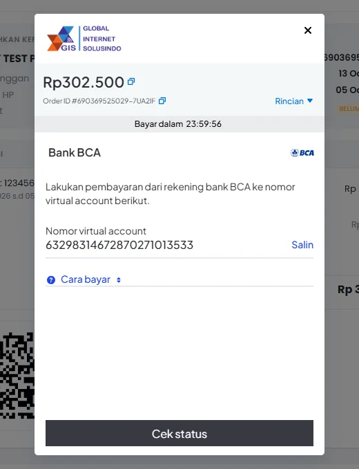 Nomor Virtual Account BCA dari Midtrans untuk membayar tagihan